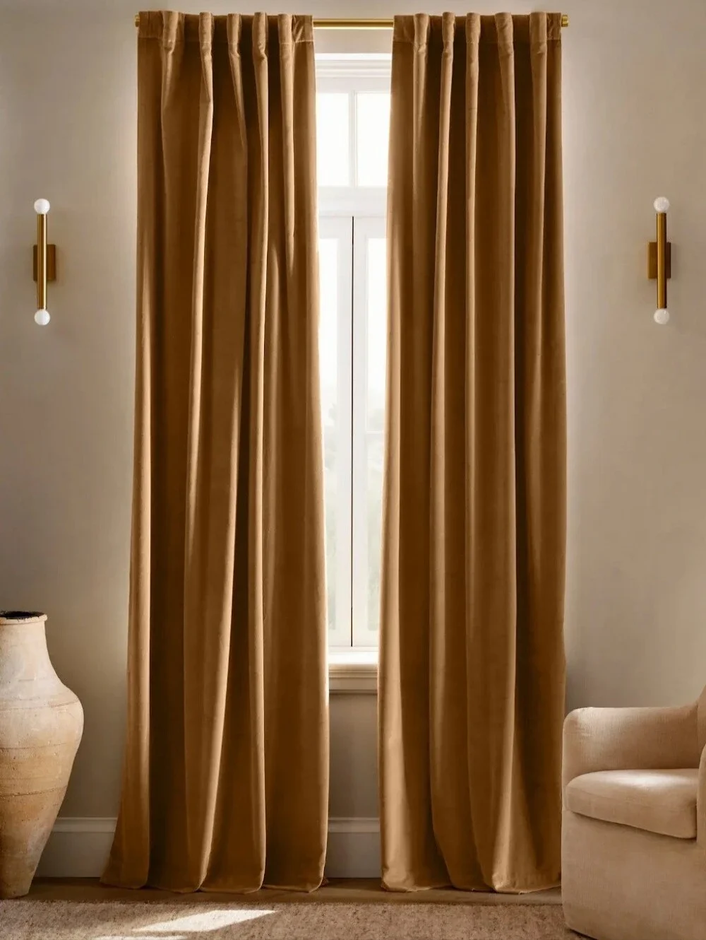Set 2 Velvet Curtains 90